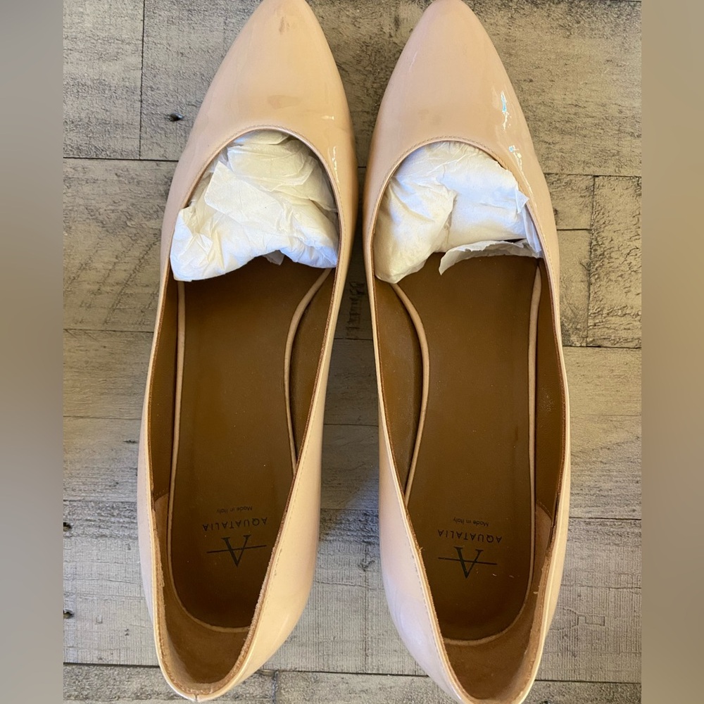 Aquatalia Light Creamy Pink-Nude Patent Leather Heels